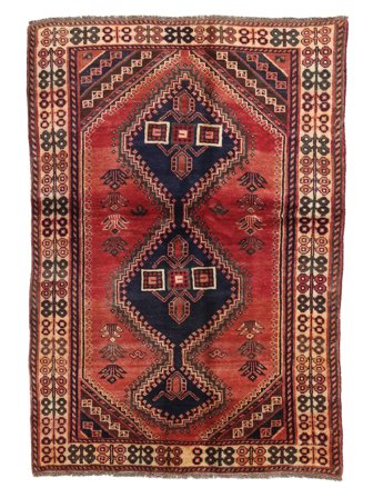 Handknuten Shiraz 140X190 Orientalisk Ullmatta Mörkröd/Svart Liten