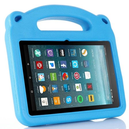 Amazon Fire 7 (2022) omslag i tecknad pandastil - Blå