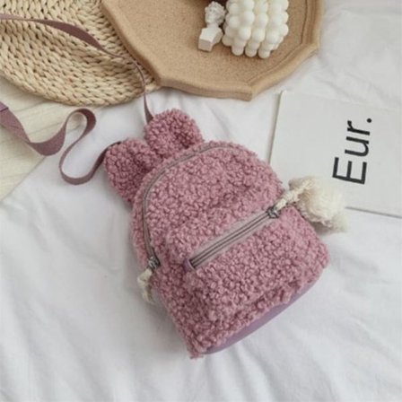 Plysch ryggsäck för toddler Bunny Ear Skolväska LILA
