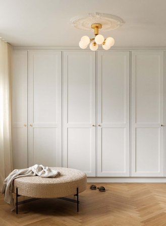 Apiales 6 taklampe ceiling Ø50 - brushed brass/opal