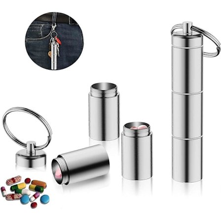 Pillerorganisatör i fickformat, 2-pack pillerask, 3 fack Daglig pillerorganisatör Portabel Mini Pillerorganisatör i metall, Daglig pillerorganisatör i