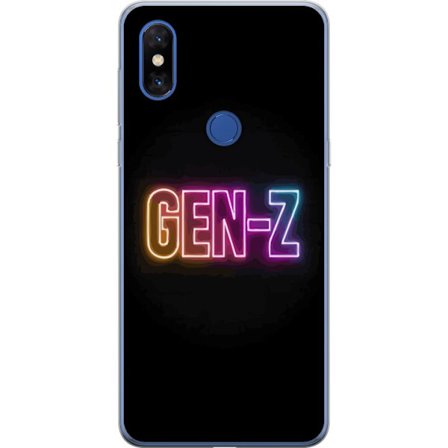 Yhteensopiva Puhelinkuori Xiaomi Xiaomi Mi Mix 3 Neontext Gen Z värikkäässä valossa tummaa taustaa vasten modernissa digitaalisessa tyyliissä