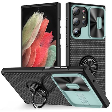 QD-Magnetisk Bilholder Mobiltelefondeksel for Samsung Galaxy S23 Ultra Støtsikker 360 Ringbrakett Bakdeksel for Samsung-serien