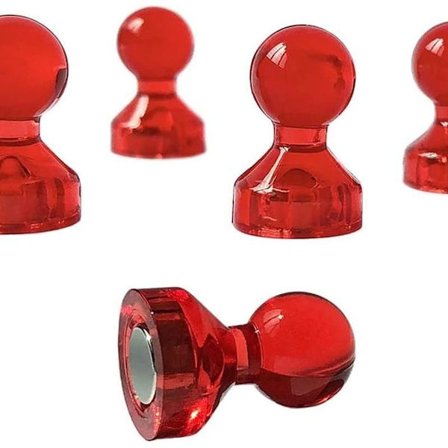 Neodym röd för magnettavla, kylskåp, whiteboard, anslagstavla magnetnålar, 30 st KLB