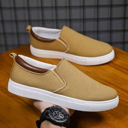 Plus Size Herrskor Canvas Skor Herr Lättja Slip-on Casual Board Skor Herrkläder Skor Casual Skor Khaki 43