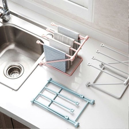 Karkludholder Foldbar Håndklædeholder Vertikal Opvaskeklud Opbevaringsstativ til Køkken Beige