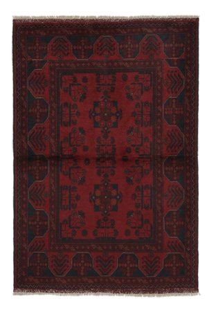 Handknuten Afghan Khal Mohammadi 100X146 Ullmatta Svart/Mörkröd Liten
