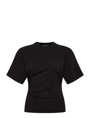 Weekday Draped Fitted T-Shirt - Black - XS
