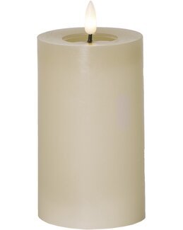 LED Bloklys Flamme Flow Beige - 7,5 x 15 cm - Star Trading