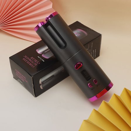 Genopladeligt USB krøllejern | Trådløs, Dobbelt rotation, 5 temperaturindstillinger til forskellige hårtyper, Anti-skoldning, Våd og tør brug