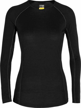 Icebreaker Women's BodyfitZone Merino 150 Zone LS Crewe Thermal Top Women base layer tops Black XL