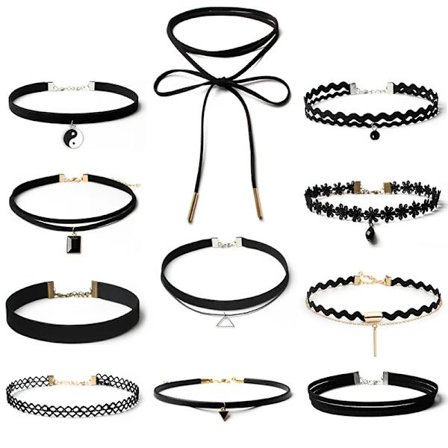 Fashion Black Leather Velvet Choker Necklace for Women Girls Vintage Sexy Lace Collar Necklace with Pendants Gothic Neck Jewelry