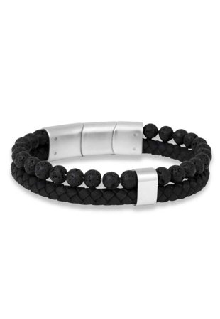 by BILLGREN Leonardo | Läderarmband Armband Herr Svart 21 cm