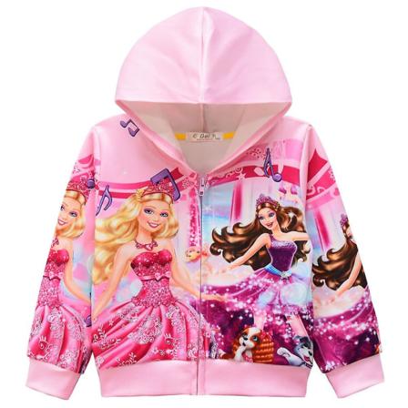 Lapset Tytöt Barbie Prinsessa Printed casual hupullinen takki Täysi vetoketjullinen takki Päällysvaatteet Topit Lahjat 3-4 Years