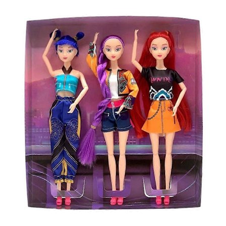 Kpop Demon Hunters Dockor Rörlig Led Samlarfigur 3 Delar