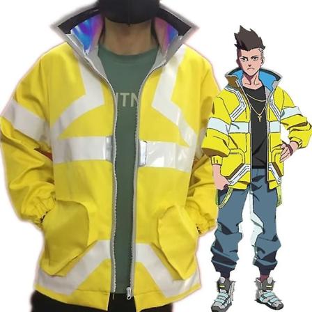 Anime Cyberpunk Edgerunners David Martinez Cosplay Kostyme Stativ Krage Jakke Hettegenser Glidelås Frakk Punk Voksen Menn Halloween XXL