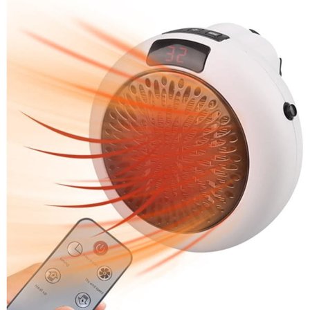 Veggmontert, 900W mini-modell med fjernkontroll, egnet for bad, soverom og andre hjemmeapplikasjoner.