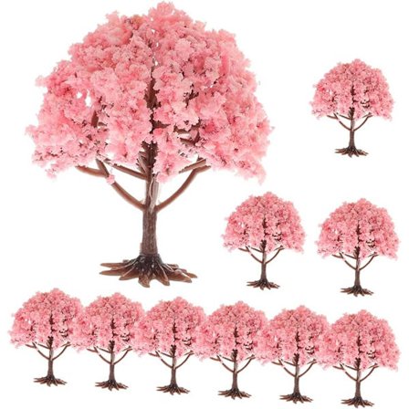 10 stk. miniature blomst træ model tog landskab arkitektur kirsebærblomst træer håndværk bygningsmodel landskab ornamenter