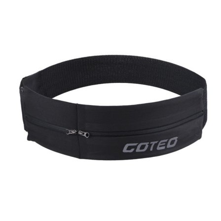 Reflekterende elastik taljebånd sport taske dobbelt lynlås lomme løb gym yoga talje bælte