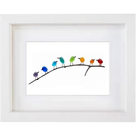 Havglas Regnbue Fugle, Havglaskunst, Havglas & drivtømmer Billede, Regnbue Fugl Vægdekoration, Perfekt Gave Til Jul Fødselsdag Halloween (FMY)