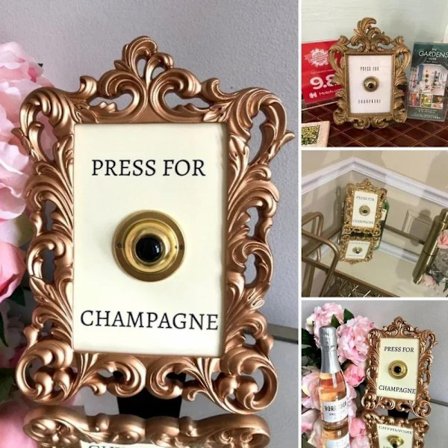 Presskompatibel Champagne Inramad Vintage Knapp, Champagne-tema Dekor Väggplakett Ornament, presskompatibel Champagne Dörrklocka, tema Dekor