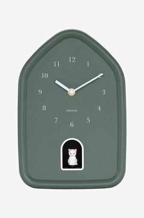 Karlsson - Väggklocka Modern Kitty - Grön - Väggklockor & bordsur - Från Homeroom
