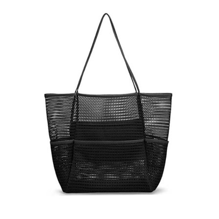 Mesh Beach Tote Bag Axel Handväskor SVART