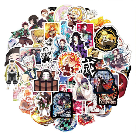 50 stk. Nye Demon Slayer-klistremerker Bursdagsfestgaver Godteposefyll