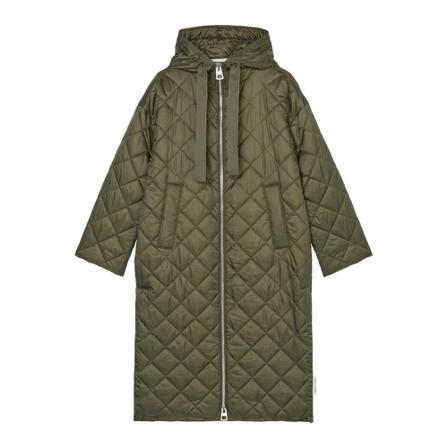 Marc O'Polo, Loose hooded quilted coat Groen, Dames, Maat:S