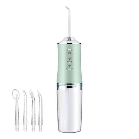 Portabel Tandtrådsmaskin, Vatten Tandtrådsmaskin, Avancerad Sladdlös Vatten Tandtrådsmaskin, för Tandrengöring med 4 Munstycken (Grön)
