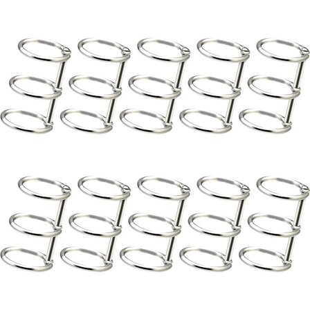 10 stycken 3-rings metall lösbladspärmar bokringar med 20 mm innerdiameter för DIY resedagbok fotoalbum, bindningsryggar (silver)