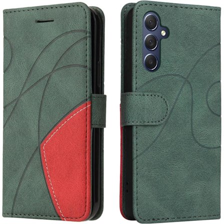 Samsung Galaxy A05S Deksel Geometrisk, Støtsikkert Lommebokdeksel PU-Lær med Kortspor Sammenleggbart Stativ - Grønn