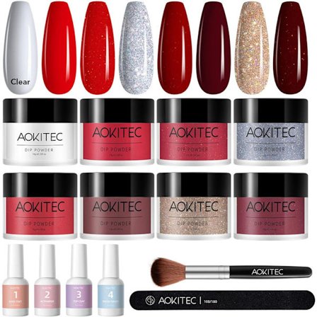 Dipping Powder Nails Set, 14Pcs Dip Powder Nail Starter Kit 8 färger Dipping Powder