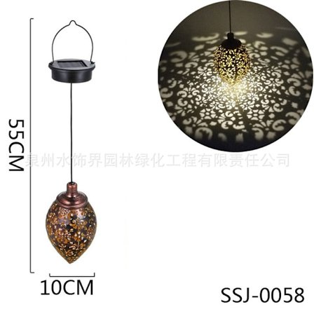 Riippuvat aurinkovalot, aurinkokäyttöinen LED-lyhty puutarhaan, ripustettava vedenpitävä ulkometallilamppu.-WELLNGS