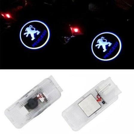 2 stk. Velkomstlys til Peugeot Peugeot 307/407/508/408/406/607/806 Led Laser Projektorlys Skilt Dørlys Gulvlamper - dontodent