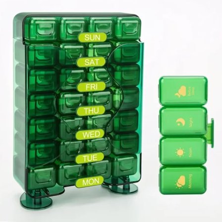Pilledispenser Portable 28 fack & påminnelsefunktion