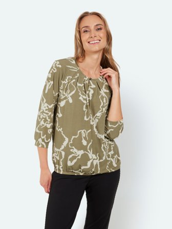 SIGNATURE - 3/4 Ærmet T-shirt - Khaki - Mønstret
