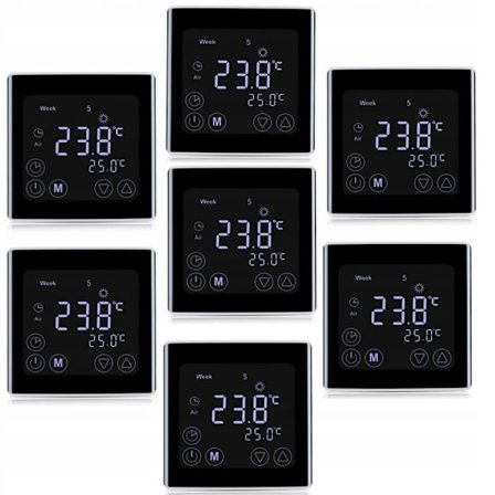 Gulvtermostat - ARHATREYA - 16A - LCD-skærm - Programmerbar - Sort