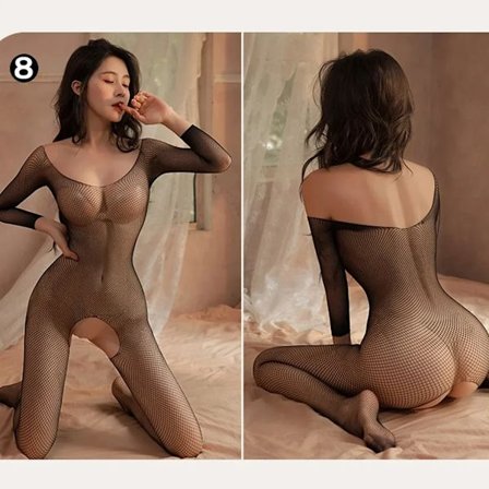 Sexet bodysuit til kvinder, Transparent bodystocking til frækt sex, Åben bh, Erotiske kostumer, Sexet fiskenet lingeri