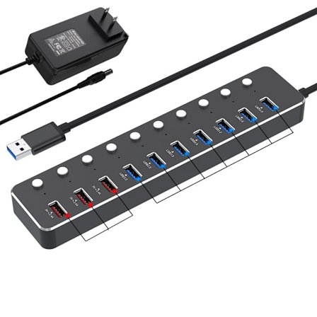 USB 3.0 Hub 10 porte drevet multiport USB med uafhængig Swi
