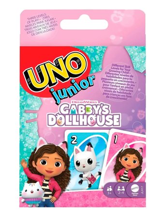 Games Uno Junior Gabby’s Dollhouse Card Game For Kids, Parents & Family Nights Pink Mattel Games