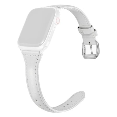 Apple Watch Series 6 / 5 44mm simple leather watch band - White