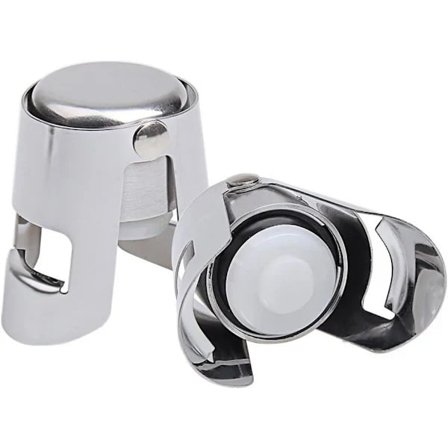 QU-2-pack champagnekorkar i rostfritt stål, vakuumförslutning för mousserande flaskor, silver, A