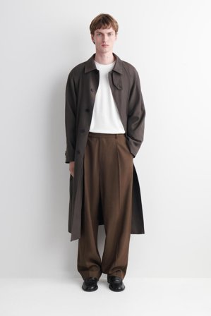 COS Men's T-Shirt In Cotone E Lino Dal Taglio Rilassato in Bianco