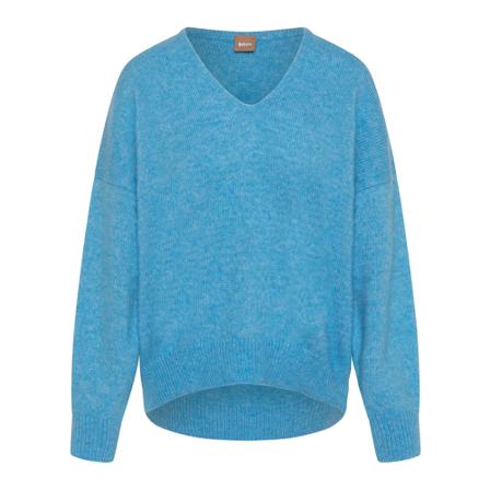 Boss, V-neck Knitwear Blauw, Dames, Maat:L,alpaca