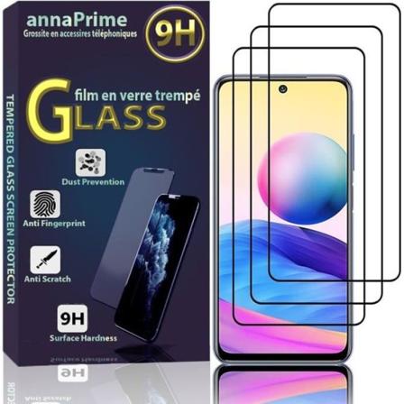 VCOMP til Xiaomi Redmi Note 10 5G 6,5": Parti - Pakke med 3 farvede fuldskærms skærmbeskyttere af hærdet glas - SORT SVART