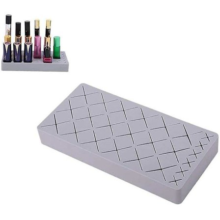 Practical Cosmetics Organizer - Silicone Lipstick Holder Make-up Brush Holder - With 18 Grids - Grey