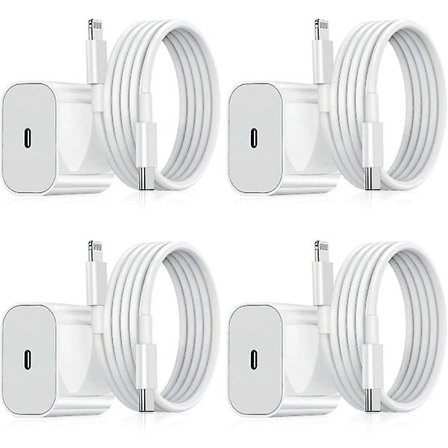 20W USB-C Snabbladdare Adapter & Kabel 4-Pack, Kompatibel med iPhone[ZHE]
