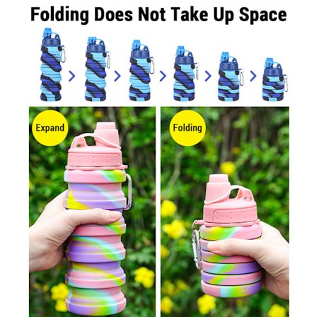 Silikon Reiseflasker Sammenleggbar Flaske Sport Vannflaske 500ml