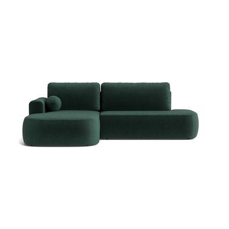 Monza Chaiselongue-Schlafsofa, links | Stauraum, Riviera Grün velour, elegantes stilvolles Design, Schlaffunktion für Wohnzimmer, 90cm
